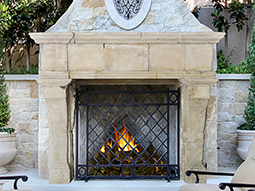A special antique salvaged and restord stone fireplace surrond with hearth